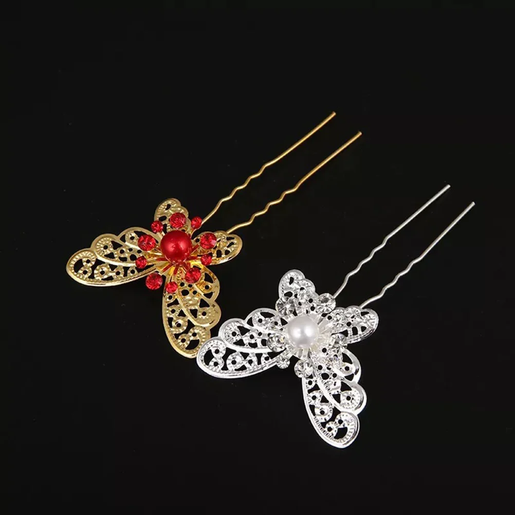 6 шт. свадебная заколка для волос U-образные аксессуары с бриллиантами и стразами