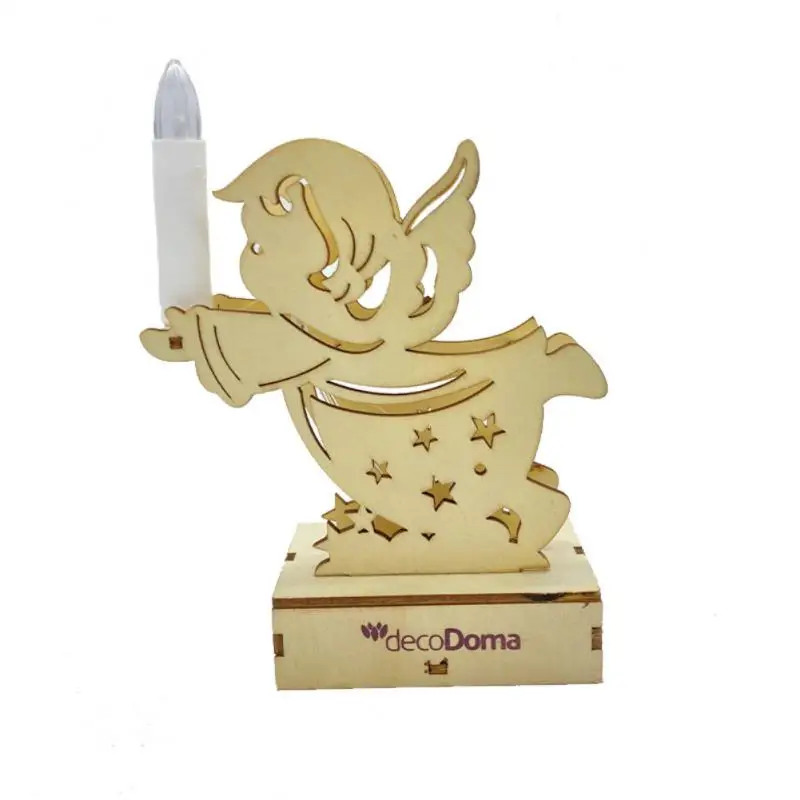 

Led festival atmosphere tabletop ornaments Christmas wooden Angel Candlestick ornaments wooden angel with lamp ornaments