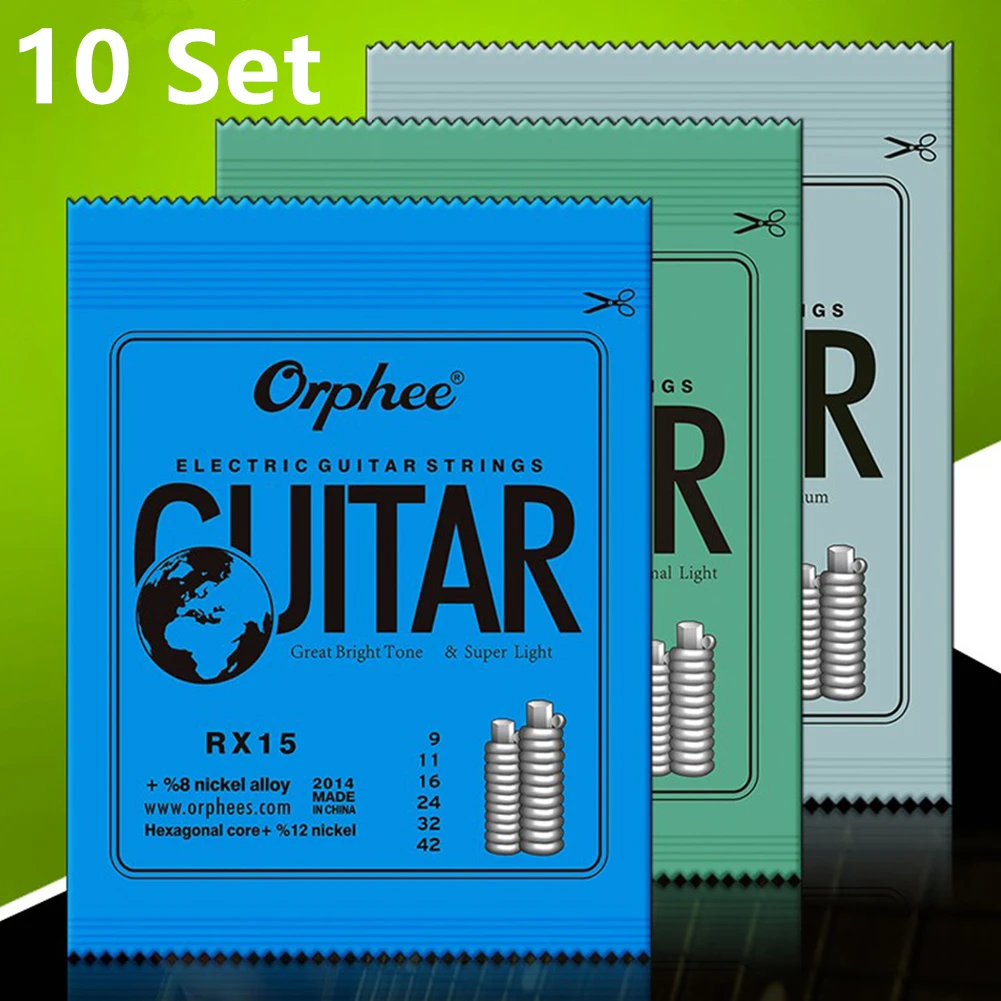 10 комплектов струн для электрогитары серии Orphee RX сверхлегкое натяжение 9-42 10-46 11-50