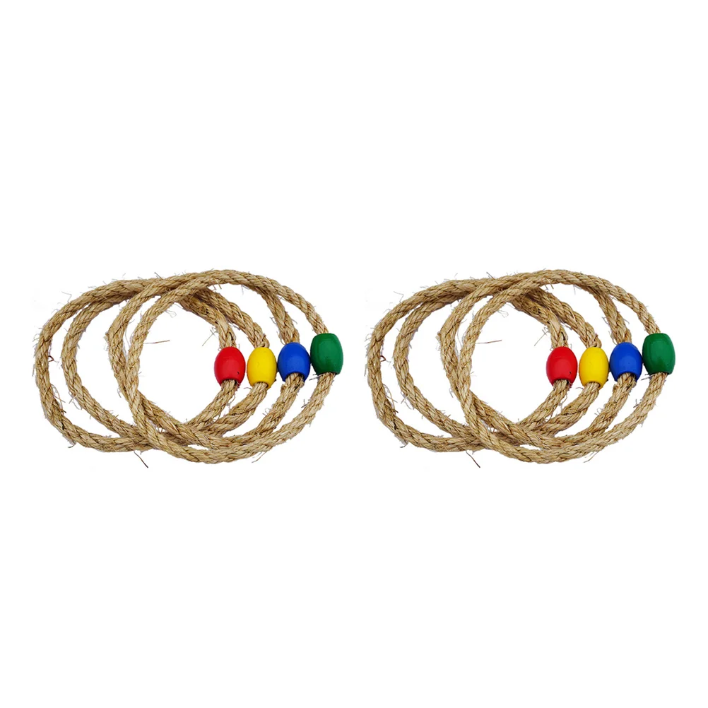 

8 PCS Beach Toys Kids Party Games Kids Kids Outdoor Toys Ring Toss Squiz Toys Hook Ring Game Giant Natural Rope Ferrule