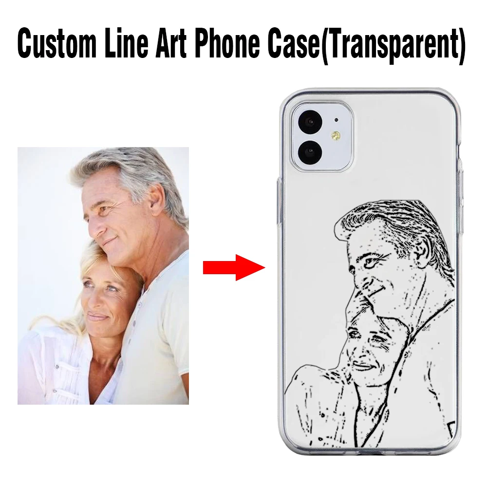 

Custom Line Art Hollow Out Phone Case Transparent Cover For Iphone 14 Pro Max 13 12 Mini 11pro Se2020 6s 6 7 8plus X XS XR Xsmax