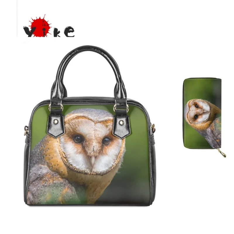 

Yikeluo Handbags For Women 3D Owl Print Women PU Leather Small Tote Handbag Ladies Casual Bags Luxury Designer Sac A Main Femme