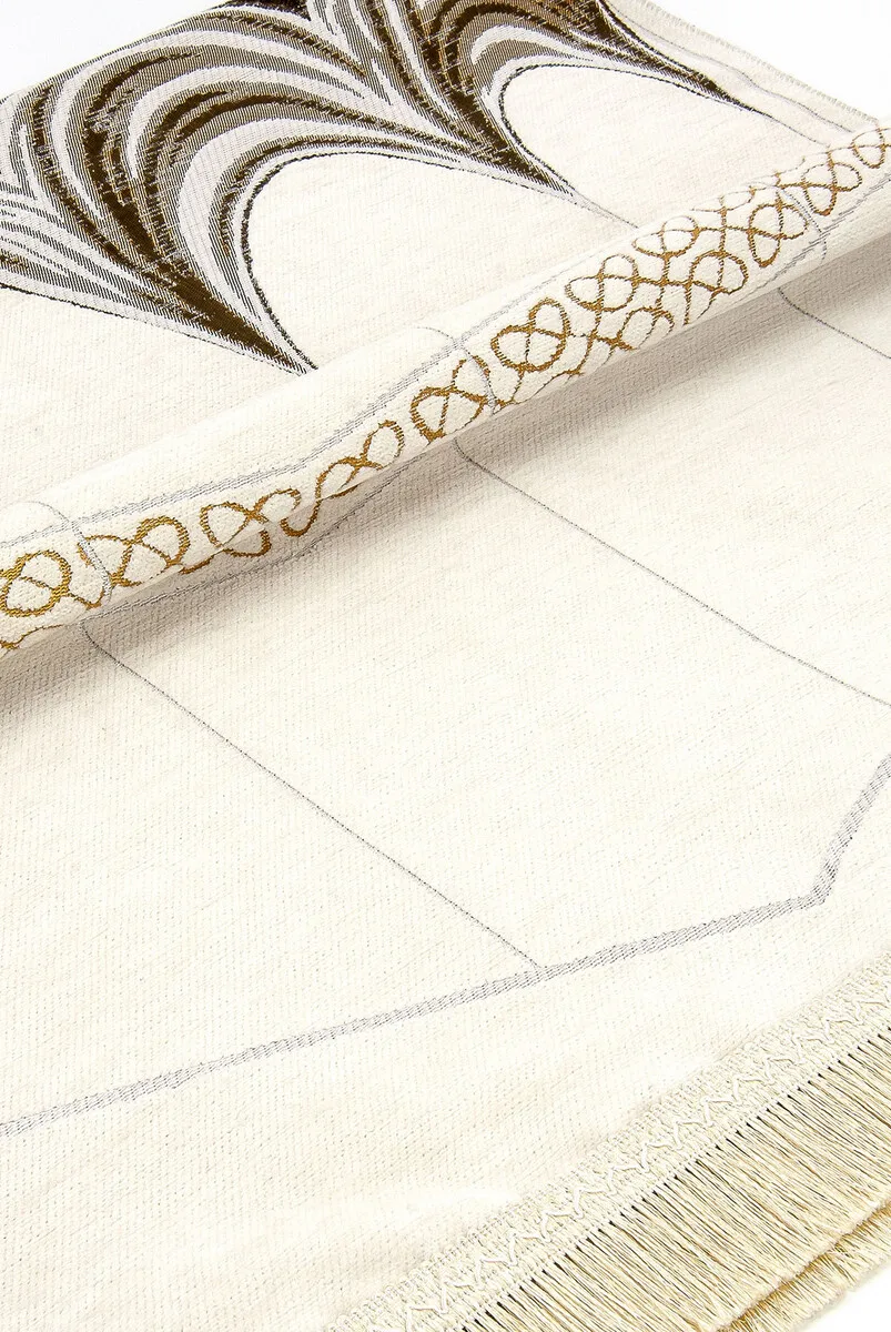 IQRAH Ultra Luxury Pendant Lamp Kaaba Cover Multimodal Cream Chenille Prayer Mat 12