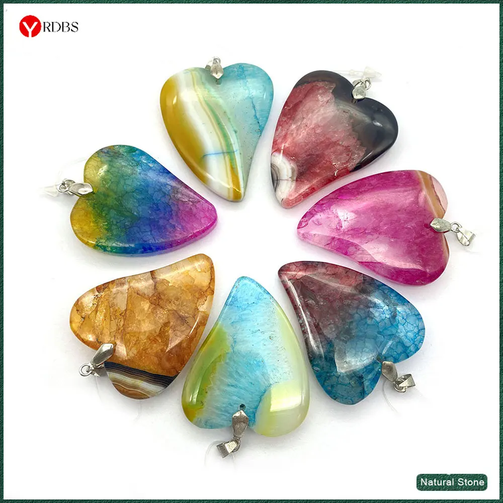 

38x46mm Peach Heart Shaped Natural Stone Polished Pendant Diy Charms for Jewelry Making Earrings Charm Necklace Accessories