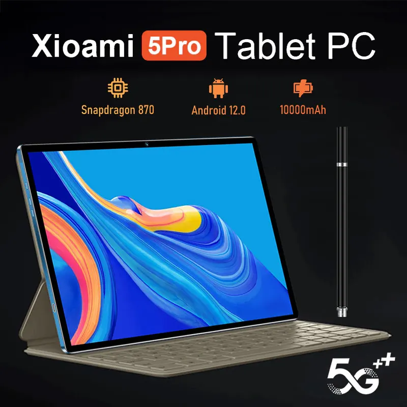 

Global Version Tablet Android Xioami 5 Pro 10.1 Inch HD Snapdragon 870 Tablette PC 5G Dual SIM Card or Wifi Google Play Tablets