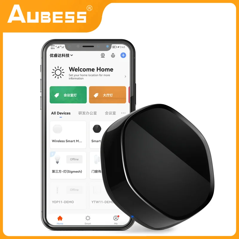 

Беспроводной умный сетчатый шлюз AUBESS Tuya + шлюз Zigbee3.0 с ИК-пультом дистанционного управления 38K, 3 в 1, шлюз для работы с интеллектуальной жизнь...