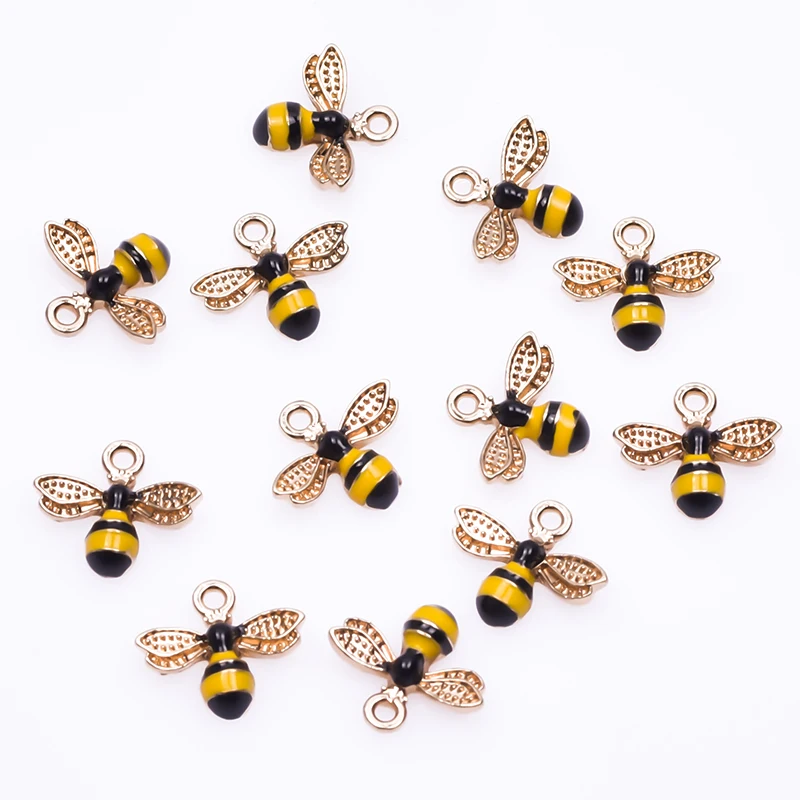 

20pcs/Lot Cute Bee Charms For Jewelry Making Supplies Enamel Charm Pendat Animal Handmade Earring Bracelet Materials Accessories