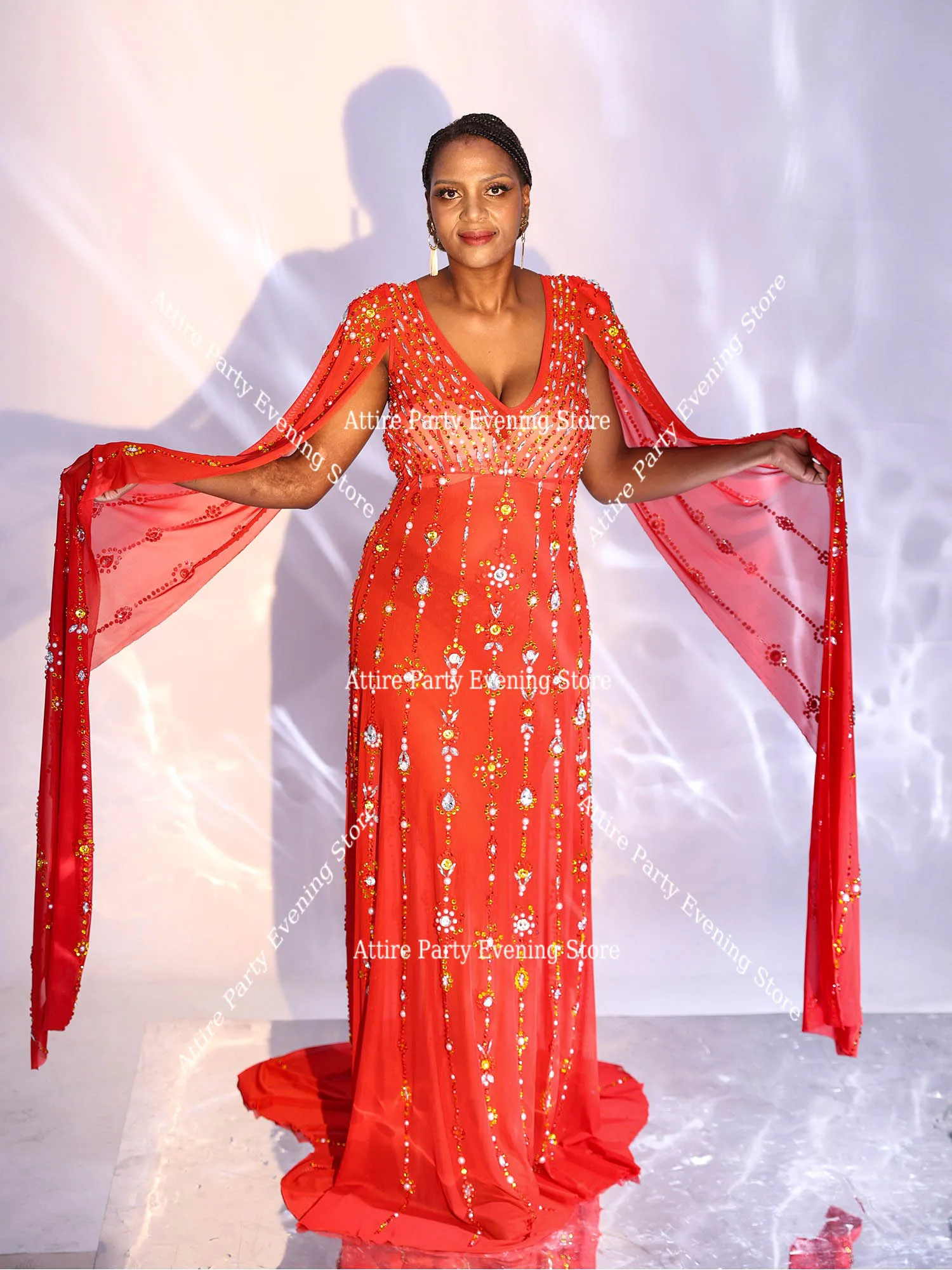 

Full StoneReflective Cloak Drag Queen Opera SingerSpecial Ocassion Luxury Crystal Prom Dresses Long Women Evening Gowns Stage