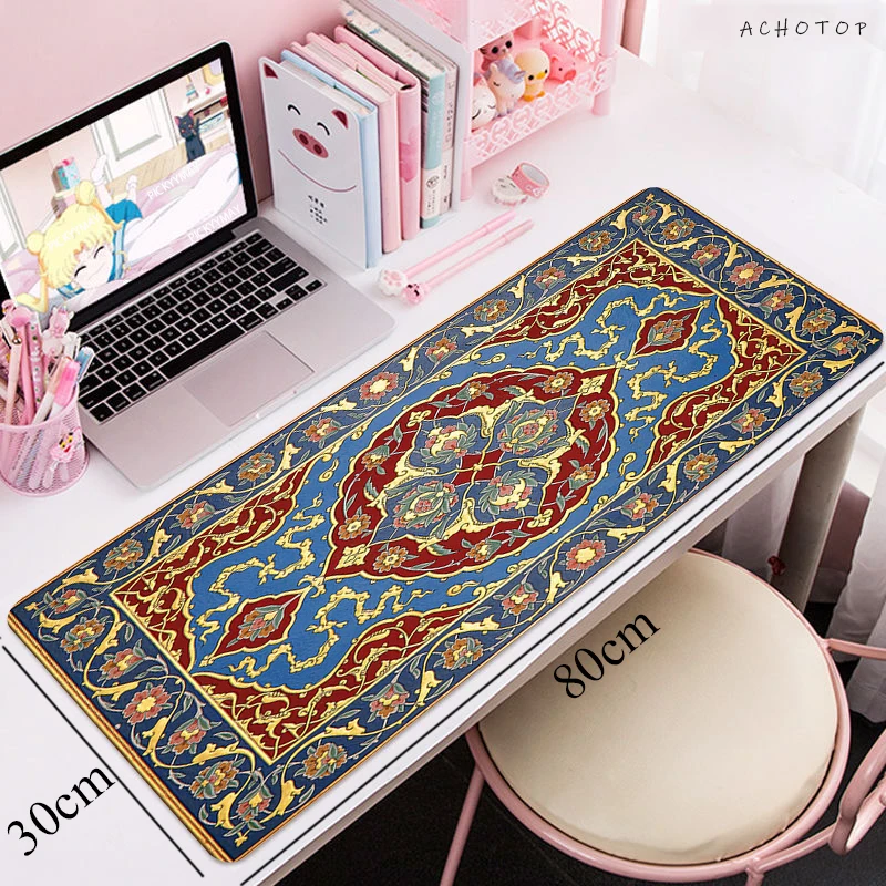

Office Rug XL 80x30CM Persian carpet mousepad Computer Keyboard Pads Desk Mats Laptop Soft Table Mat Sacred flower Mouse Pads