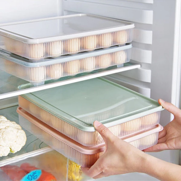 

24 Grid Egg Box Kitchen Egg Storage Box Portable Plastic Eggs Holder Stackable Freezer Storage Organizers Egg Storage Container