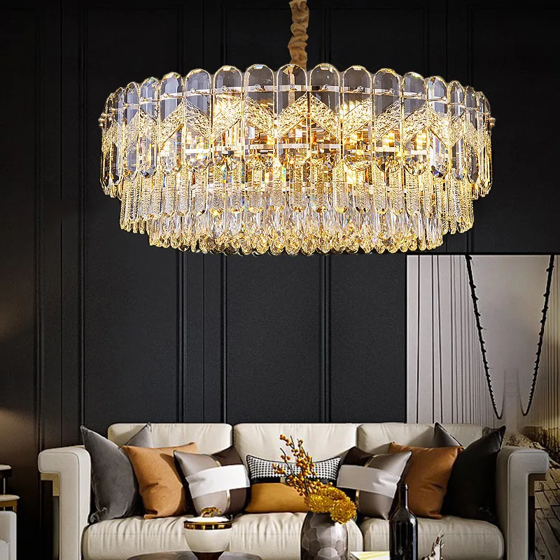 

Современная хрустальная Золотая люстра, осветительная лампа, декоративные люстры для гостиной, спальни, кухонного островка, внутренняя Хрустальная люстра