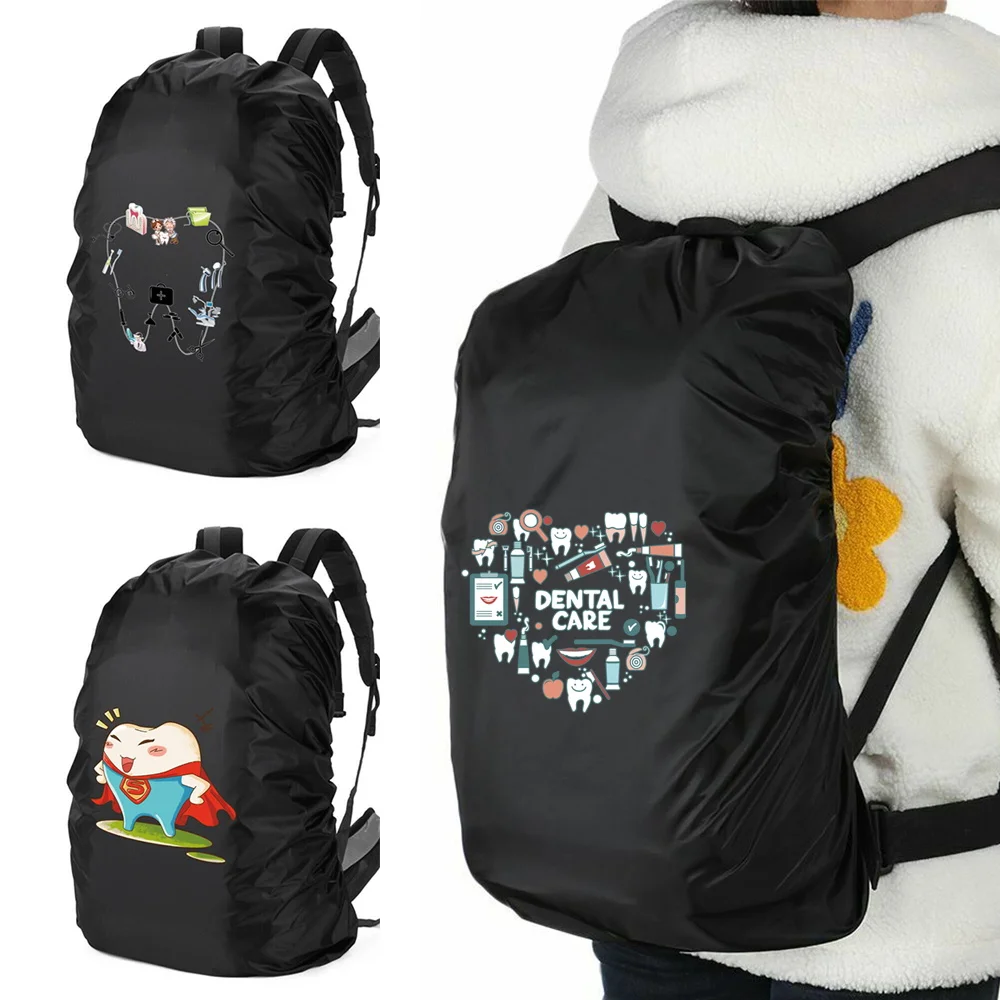 

Teeth Printing Waterproof Dustproof Sunscreen Lightweight Backpack Raincoat Protective Cover for 20-70L Outdoor Sports Climbing