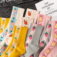 2022 summer new korean fashion fruit socks women cartoon japanese strawberry cute socks kawaii sweet peach student cotton socks