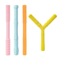 silicone cute tripod shape soft molars baby teether safe toys toddle teething chew dental care deciduous toothbrush hollow stick