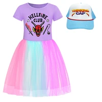 stranger things season 4 dress kids childrens hellfire club skirt girls rainbow lace skirt with thinking cap
