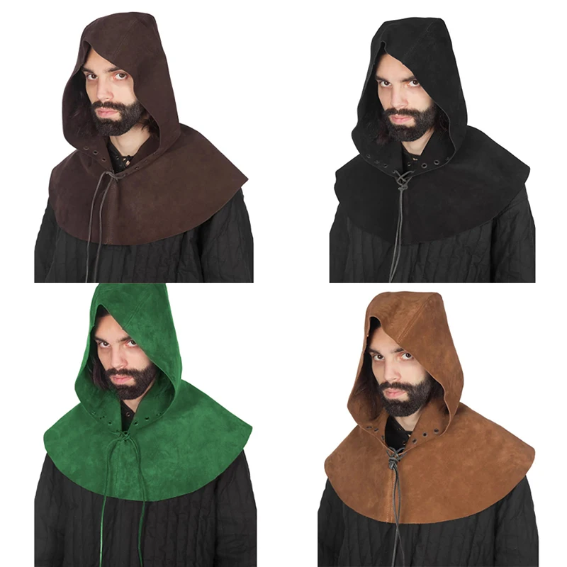 Средневековый плащ с капюшоном викингов накидка из искусственной кожи для