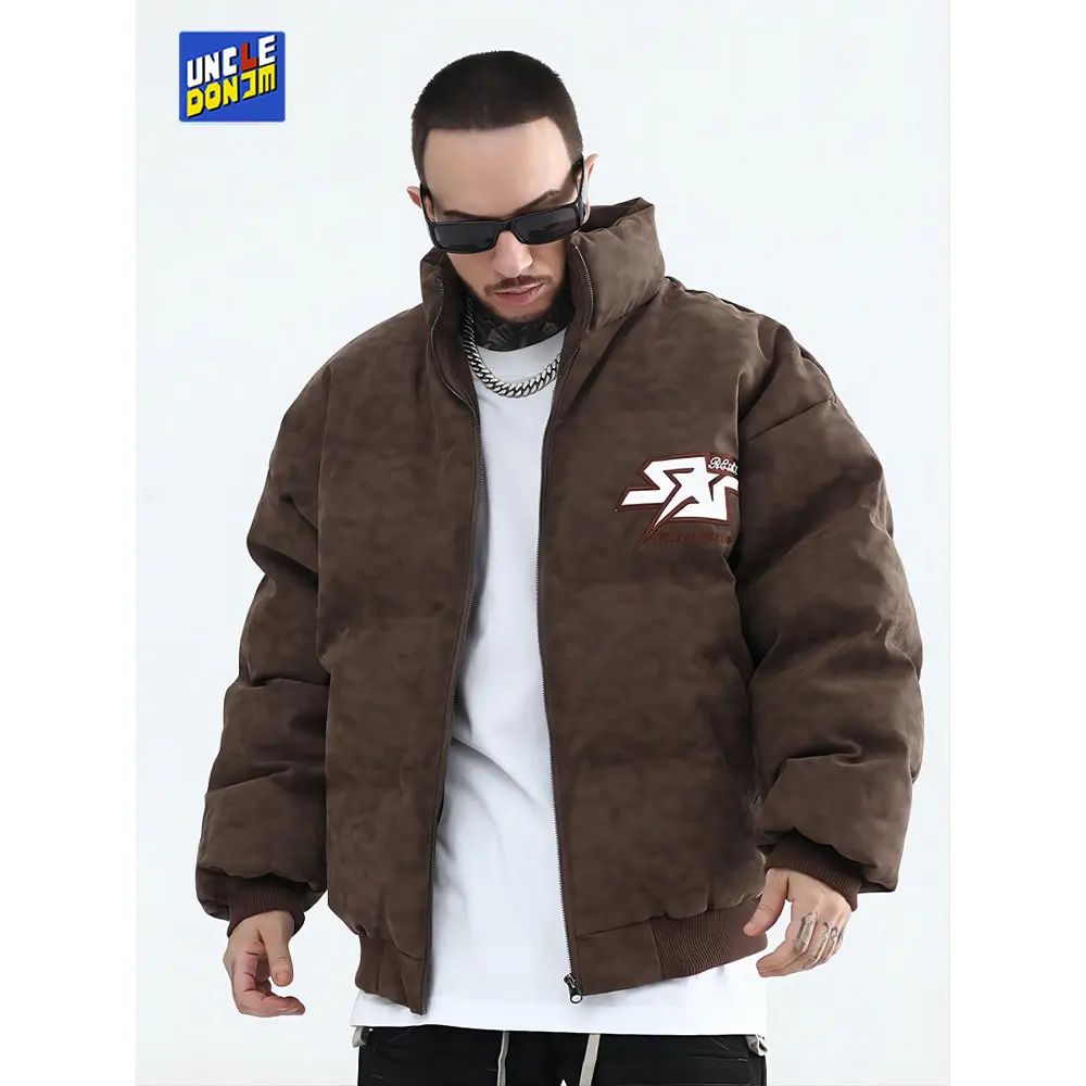 

Leather puffer jacket coat men winter HIP HOP jackets for men Harajuku Thick Parkas Jacket Men Cotton winter jacket women