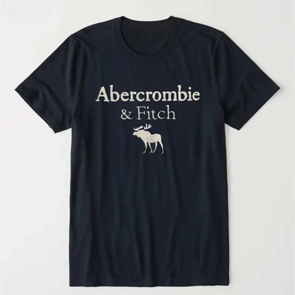 Хлопковая Футболка Унисекс Abercrombie Fitch С Вырезом Лодочкой И Дизайном Оленя