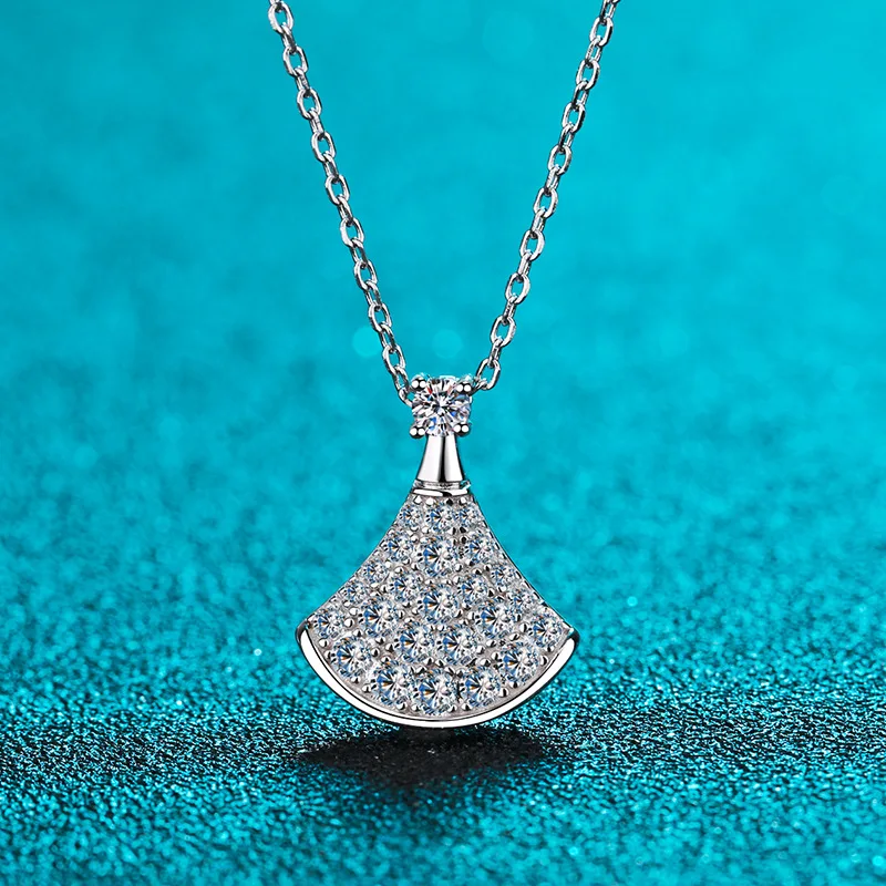 

Женское ожерелье из серебра 925 пробы с муассанитом 1 карат, Ювелирное Украшение с подвеской из 18-каратного золота, свадебная цепочка с кулоном в коробке