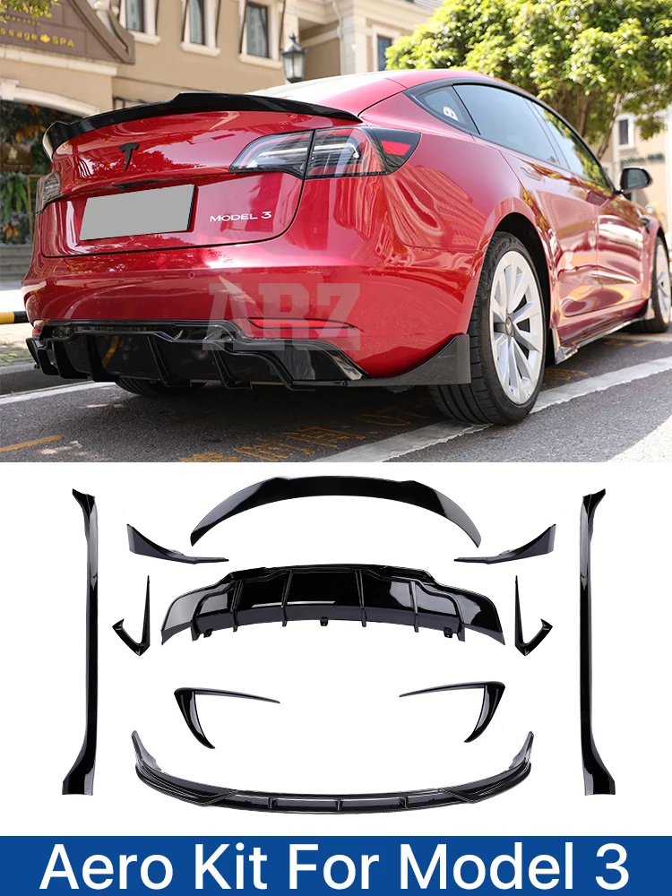 

Carbon Fiber Bodykit Side Skirt Rear Spoiler Diffuser Front Bumper Lip External Accessory For Tesla Model 3 Y 2016-2022 2018