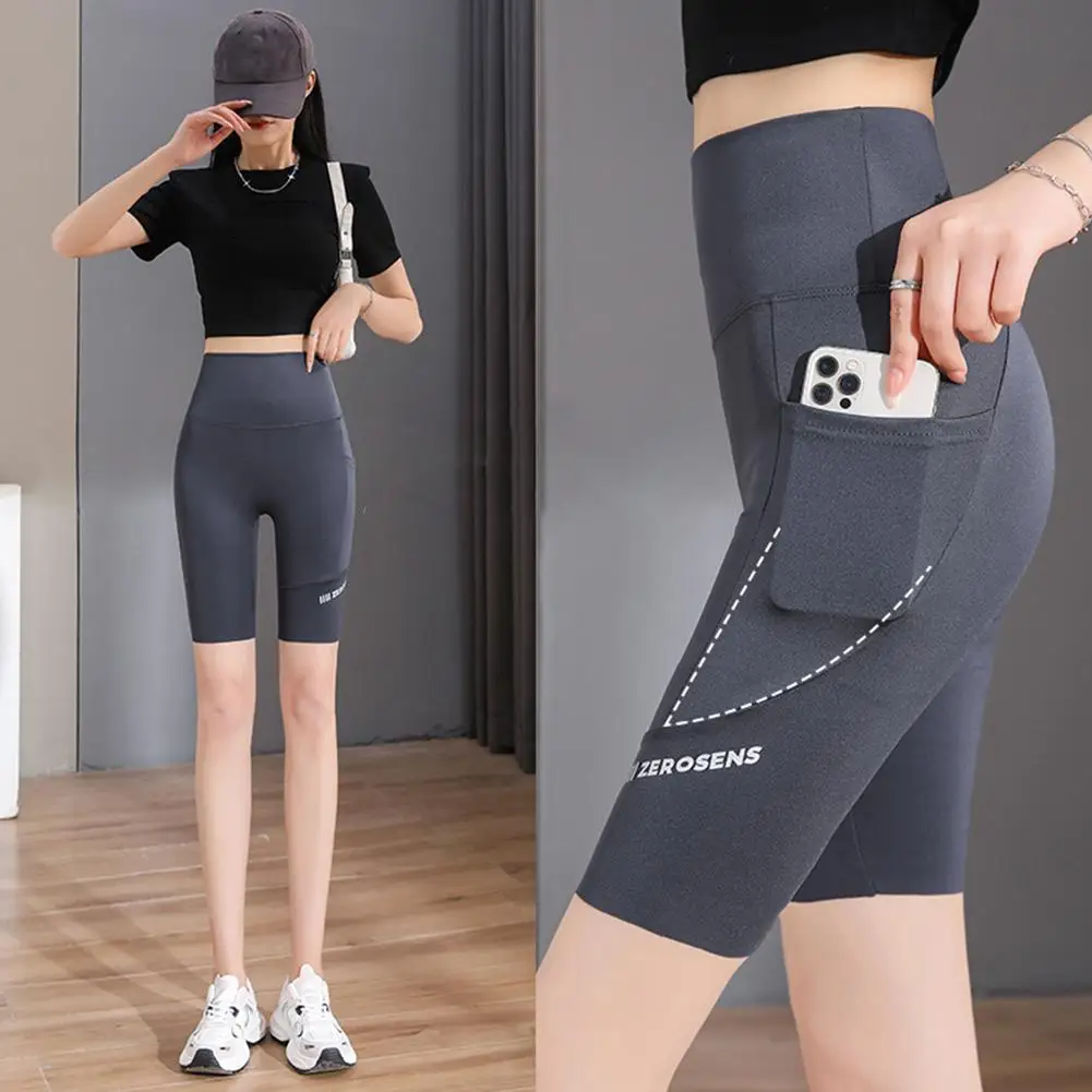 

Женские велосипедные шорты, летние эластичные велосипедные шорты с высокой талией и надписью, облегающие шорты до колена, шорты Yogaes, 2023