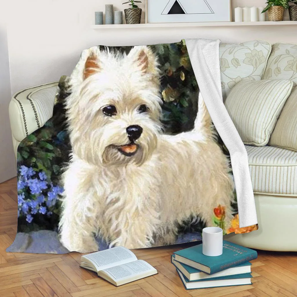 

Флисовое одеяло West Highland Terrier с собакой, для дивана, кровати, домашнего постельного белья, одеяло для сна и пикника, мягкое покрывало, тонкое о...