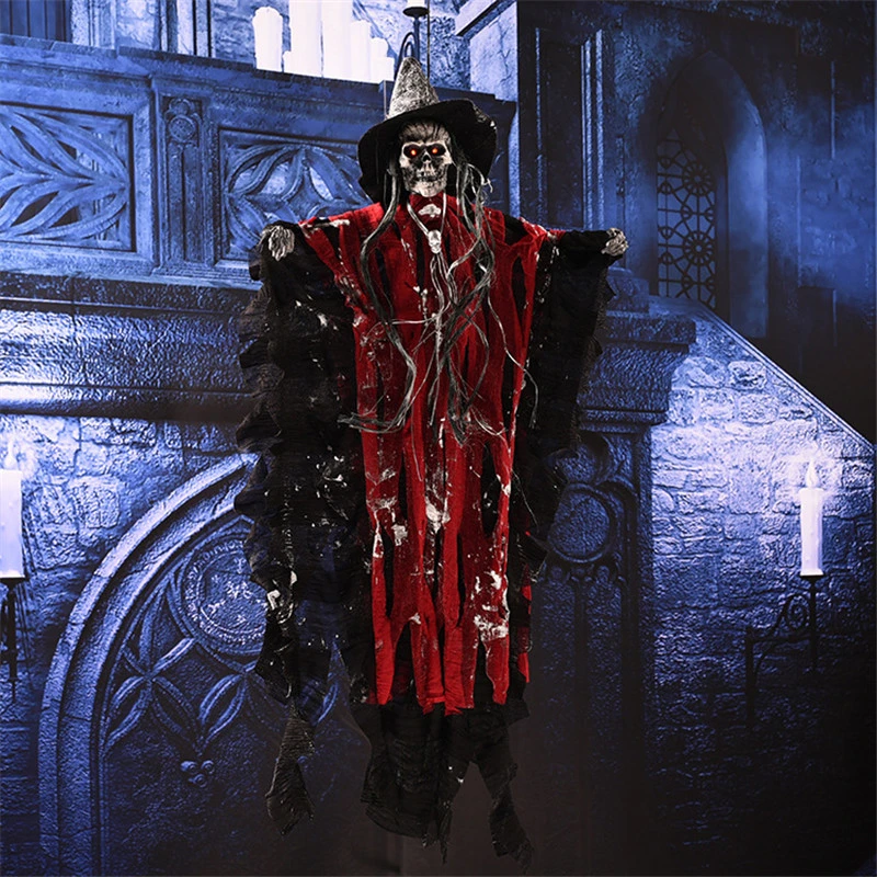 

Halloween Decoration Weird Stuff Electric Skull Toy Party Decor Hanging Ghost Voice Operated Switc Haunted House Scenery Props
