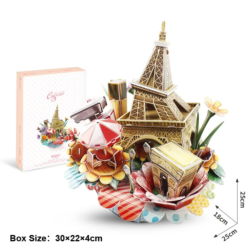 3D puzzle paper building model toy cityscape city line scenery famous build architecture Paris Moscow Singapore Las Vegas 1pc |