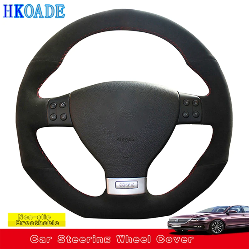 

Customize DIY Suede Leather Car Steering Wheel Cover For Volkswagen Golf 5 Mk5 GTI VW Golf 5 R32 Passat R GT 2005 Car Interior