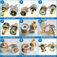 9 pcslot kit set pl259 so239 uhf to sma connector coax socket uhf sma straight 2525mm flange brass rf coaxial adapters