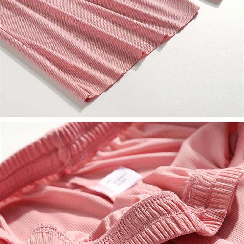 Summer Thin Cool Feeling Sleepwear for Women Short-sleeve Trousers Solid Color Loungewear Simple and Comfortable Pajamas Suit