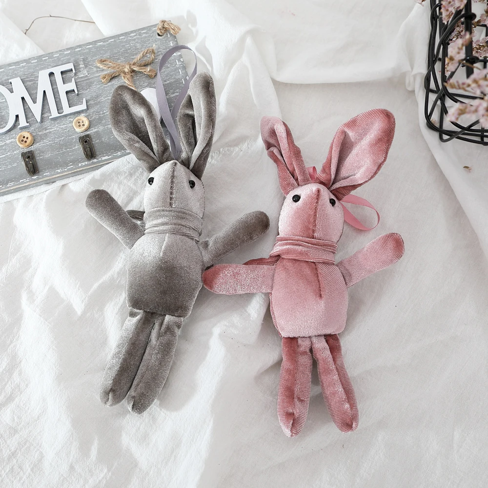 

20cm Velvet Mini Wishing Rabbit Keychain Plush Animal Cartoon Toy DIY Backpack Doll Couple Pendant Children's Gift Accessories