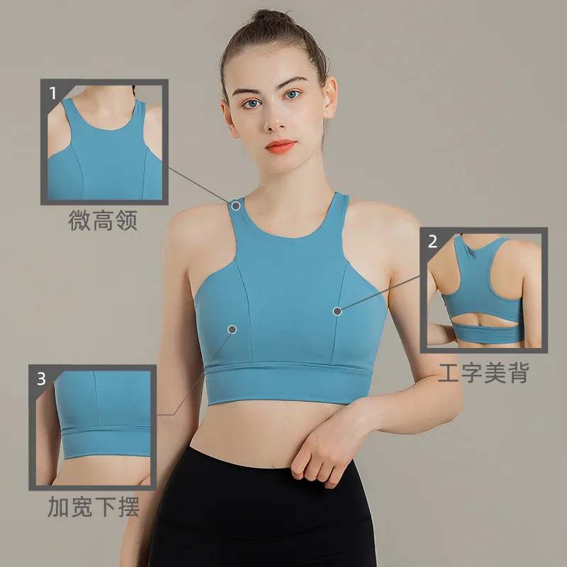 

Sports Bra Women's Running Shockproof Yoga Clothes Underwear Gather Beginners' Fitness Bar Wear Fast Dry Beauty Vest Outside B1