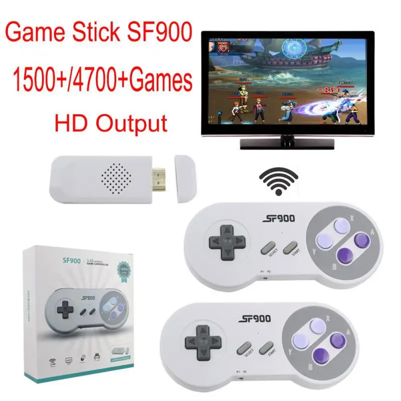

SF900 HD Game Stick Retro Video Game Console Built-in 4700 Games For SNES NES Wireless Controller 16 Bit Handheld Game Player