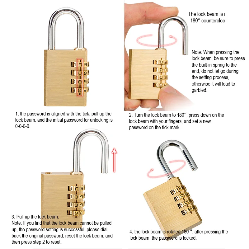 High-Quality Digit Combination Padlock Set Re-settable Combo Lock for School Locker Employee Outdoor Hasp Storage Password Locks |
