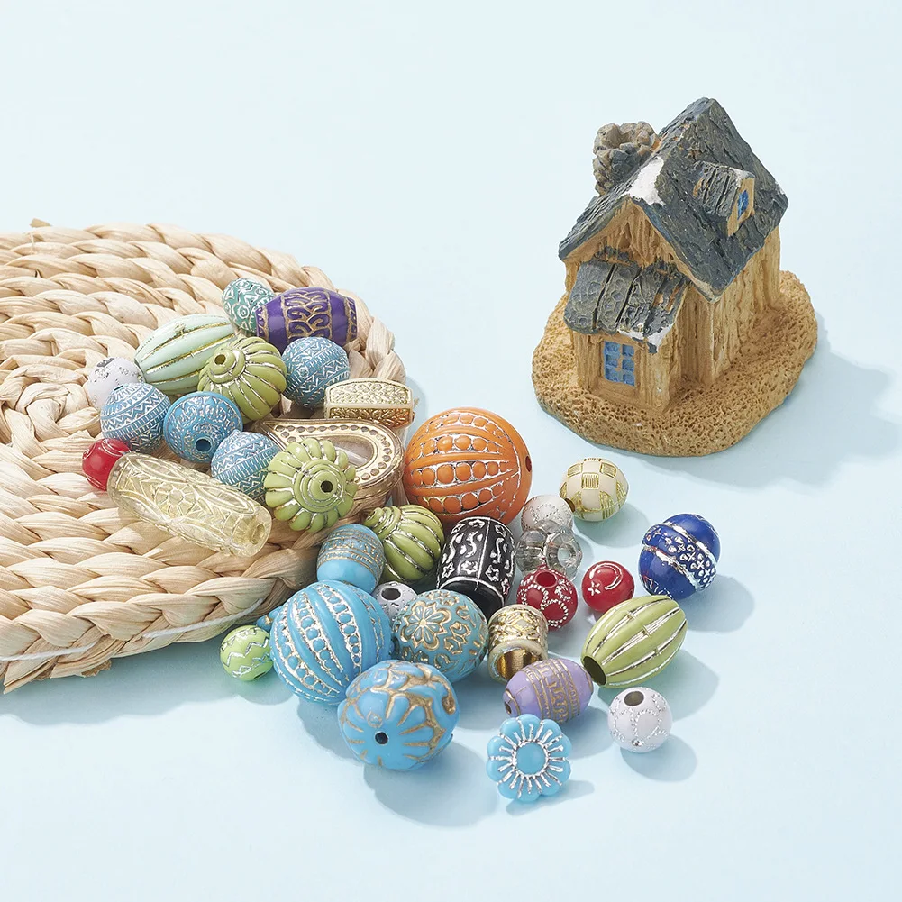 75 г ретро смешанные акриловые бусины распорные для изготовления ювелирных