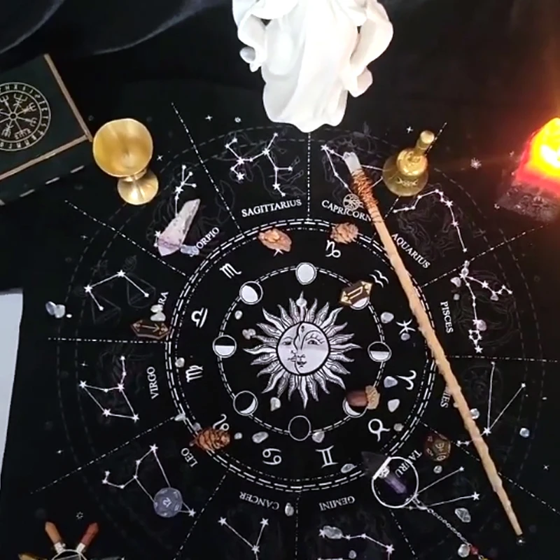 

Скатерти Starry Tarot, любовь и карьера, скатерть для карт с изображением оракла, товары для творчества, черные и золотые скатерти