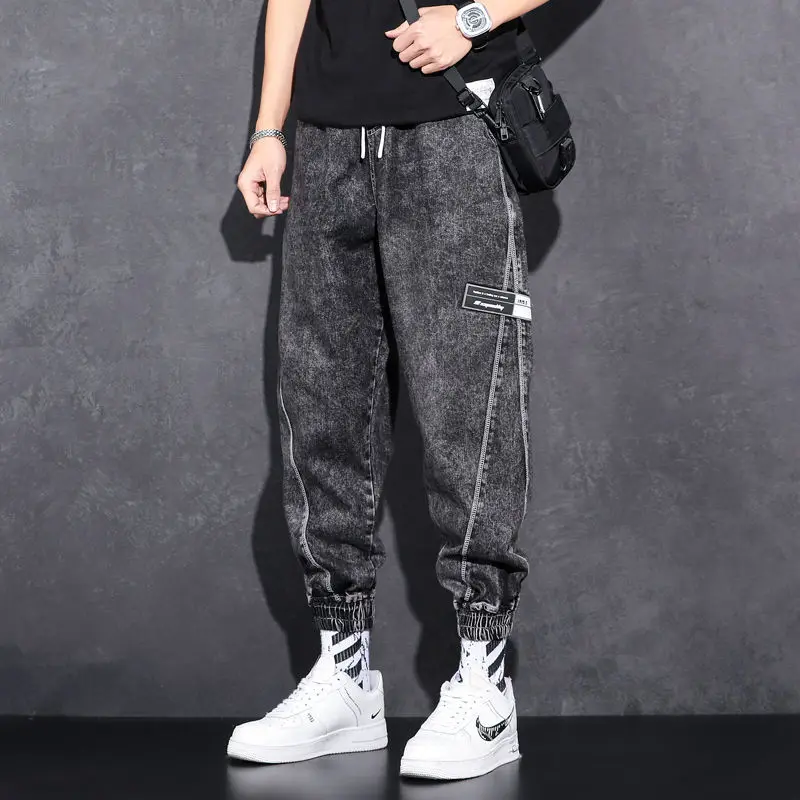 Man Pants Casual Pants Plush and Thicken Haren Pants Male Winter Korean Streetwear New Pattern Loose Shrink Jeans Y2k Sweatpants