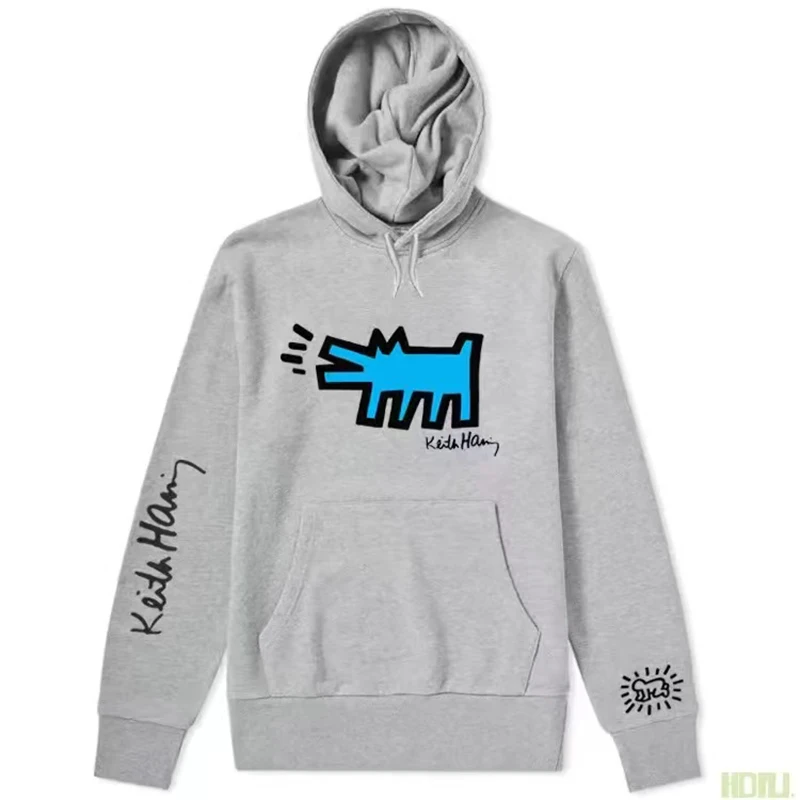 

Новинка художественное граффити фигурный тренд знаки с буквенным принтом Толстовка пуловер для женщин мужчин Свитшот Haring Высокое качество Топ оверсайз