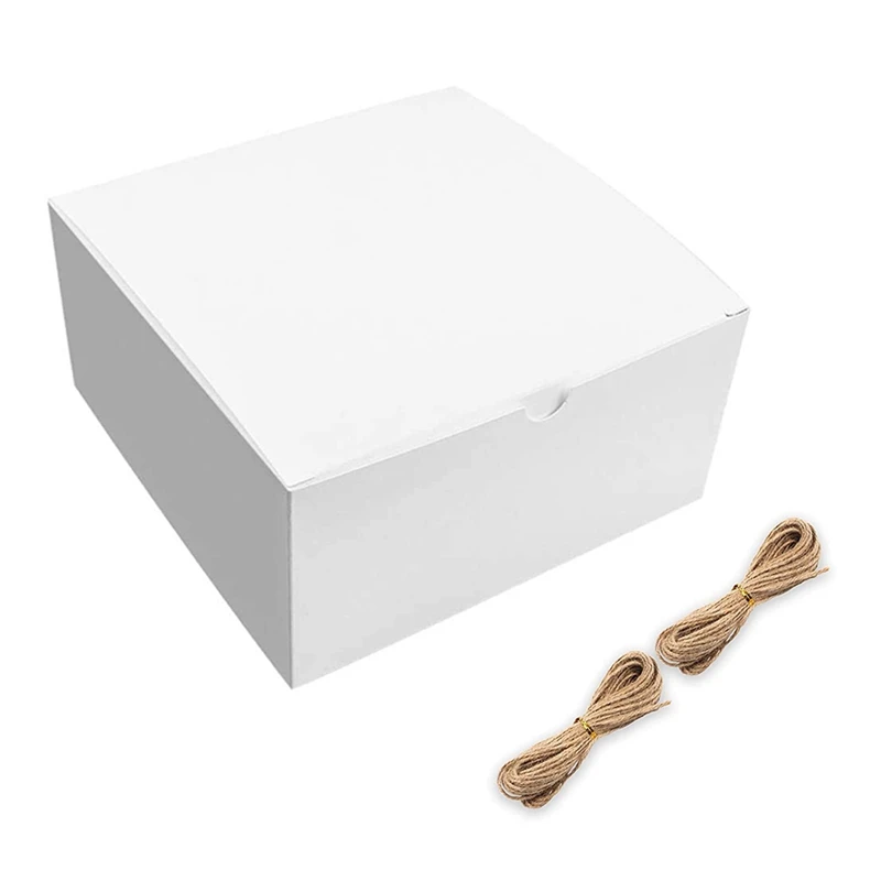

Белые подарочные коробки, 12 упаковок 8x8x4 дюйма, бумажная Подарочная коробка с крышками для свадебного подарка, подарок подружки невесты