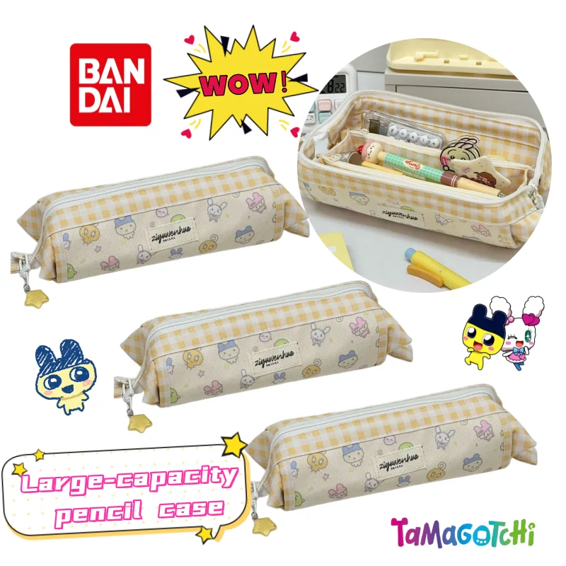 Фото Новый пенал-цилиндр Bandai Tamagotchi Mametchi: креативный, персонализированный, большой вместимости, для студентов, универсальный органайзер для канцелярских принадлежностей №1