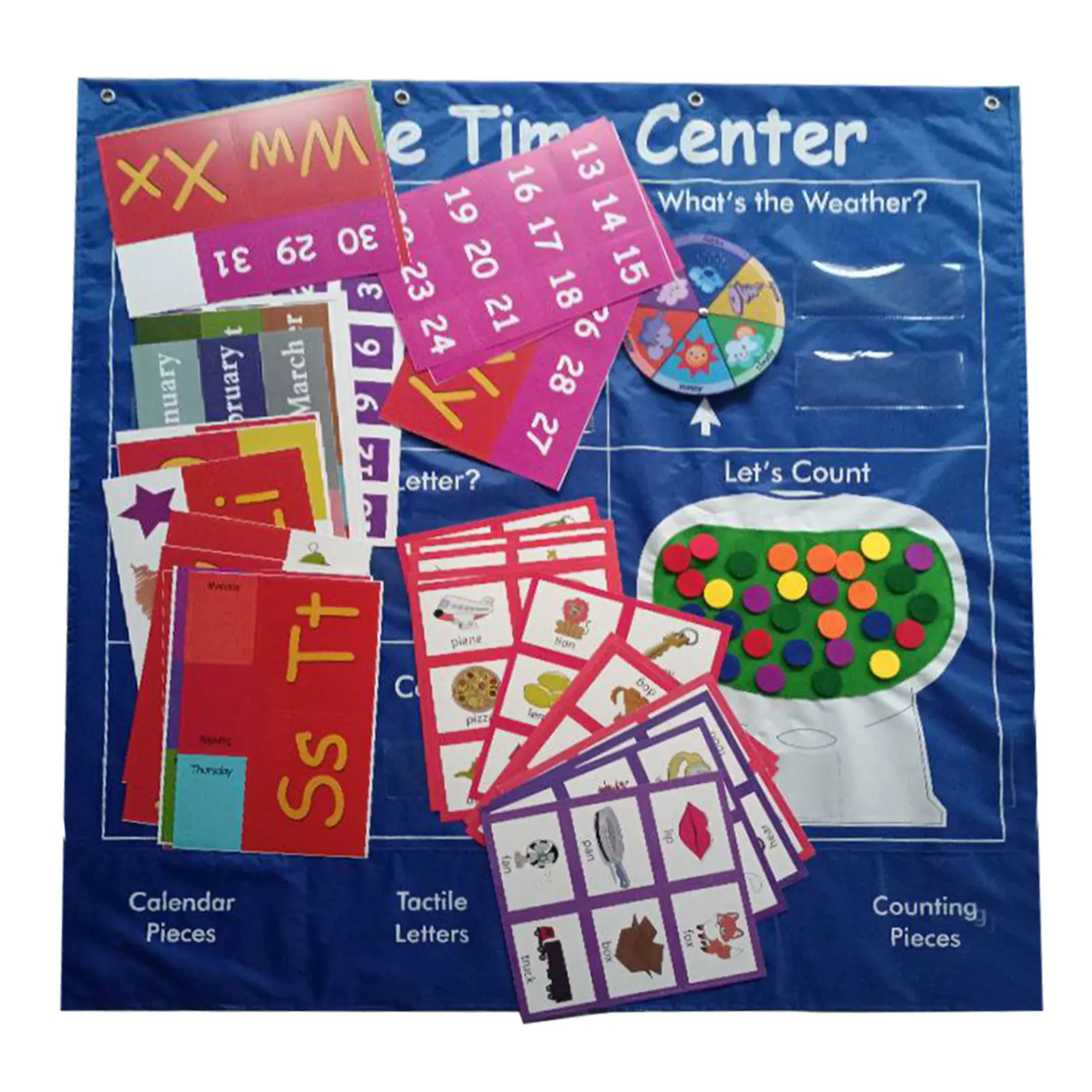 

Kindergarten 217 Cards Weather With Hanging Bag Imagination Homeschool Classroom Wall Mounted Calendar Pocket Chart For Nursery