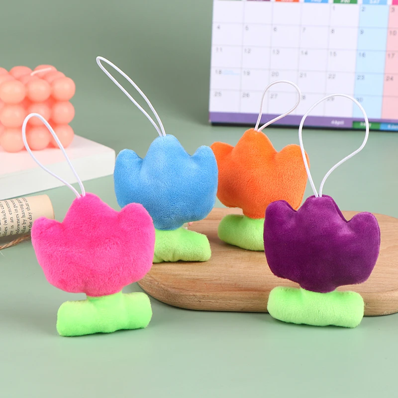 

8cm Tulip Plush Toy Cute Flower Pendant Soft Stuffed Doll Keychain Backpack Car Bag Key Ring Decor Kid Gift