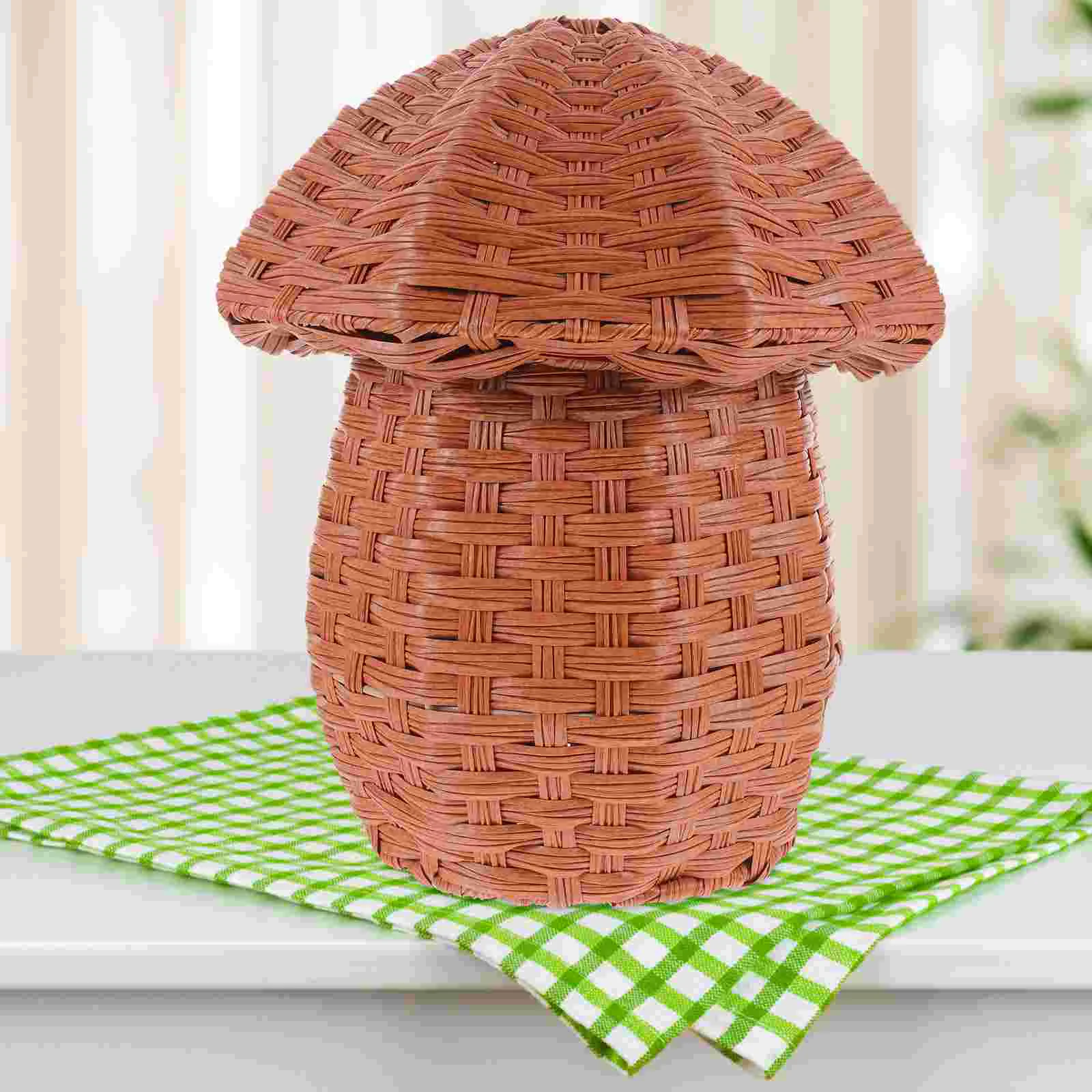 

Basket Storage Rattan Woven Fruit Baskets Wicker Tray Bread Round Bowl Mushroom Box Organizer Bin Toilet Vanity Tank Countertop