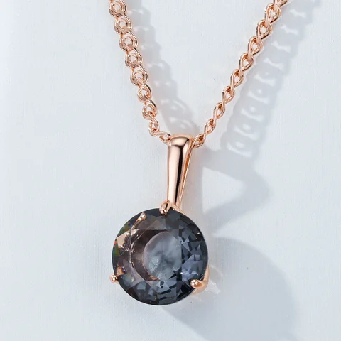 Wbmqda Большой серый камень кулон и ожерелье для женщин 585 розовое золото цвет модные ювелирные аксессуары с цирконом