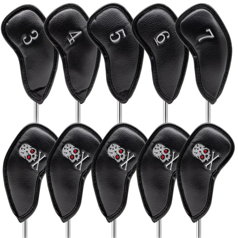 

Golf skull lychee pattern PU iron set 10 embroidered rod set 3-9PSA spot rod head protection cover