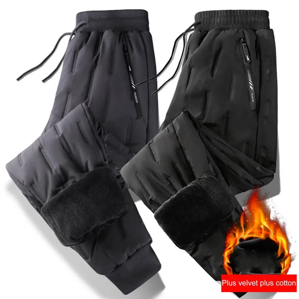 

Брюки мужские на шнуровке, свободные штаны с подкладкой, с резьбой, утепленные, зимние эластичные, полная длина