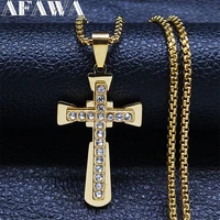 catholicism jesus cross men chain necklace gold color stainless steel religious pendant necklaces jewelry colar n4927s02