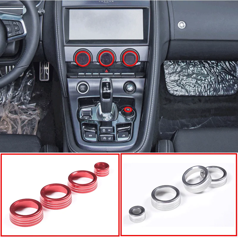 

For 2013-2022 Jaguar F-TYPE aluminum alloy red car styling car air conditioner volume knob ring sticker car interior accessories