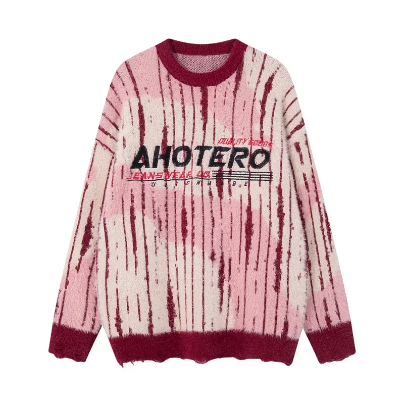 Свитер с круглым вырезом в вертикальную полоску и цветными блоками для мужчин